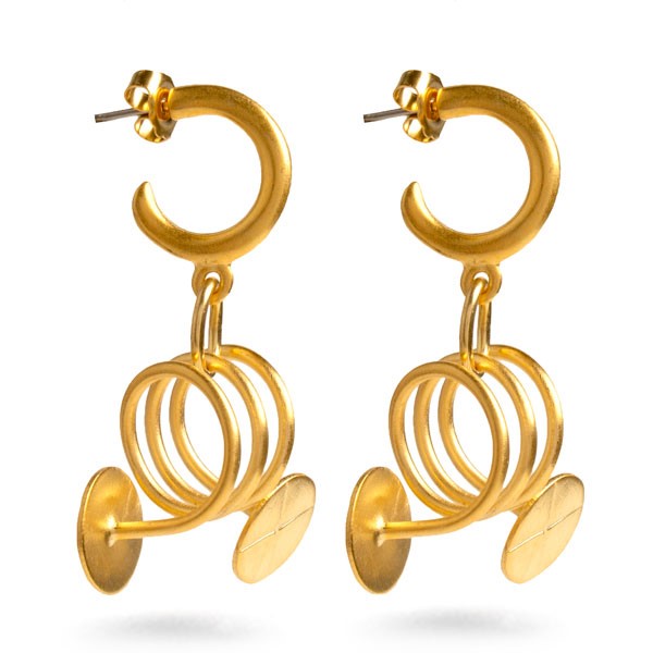 Pewter earrings with a gold finish inspired by Greek finials