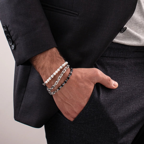 Bracelet Cubes Fusion Link Chain Black