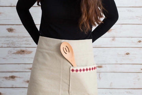 Handmade Tatreez Red Accent Apron
