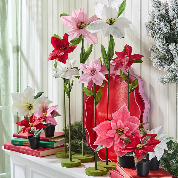 Faux Potted Poinsettia