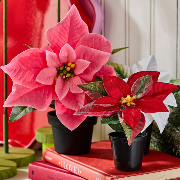 Faux Potted Poinsettia