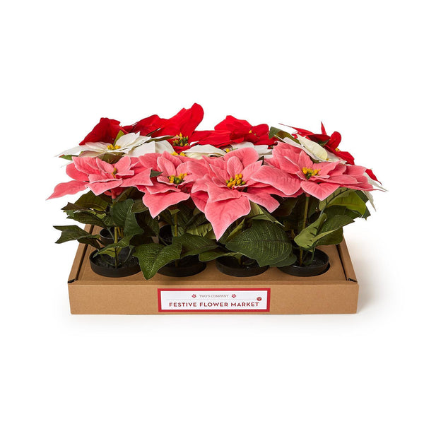 Faux Potted Poinsettia