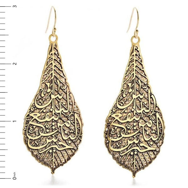 Calligraphy Leaf Pendant Earrings