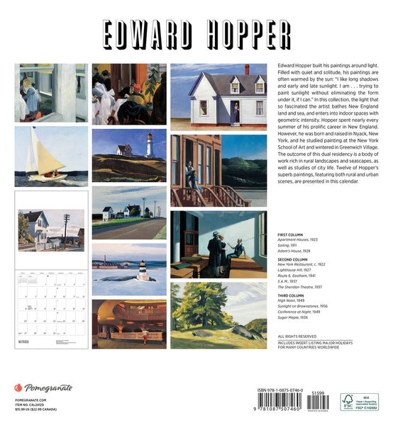 Edward Hopper 2024 Wall Calendar