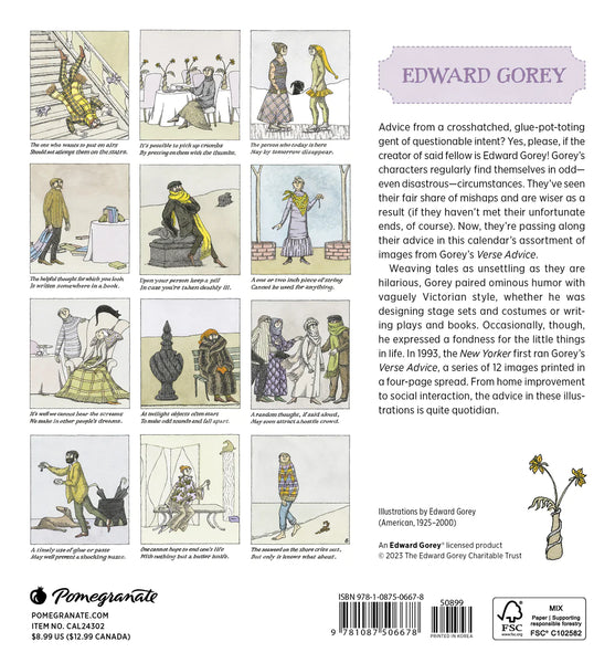 Edward Gorey 2024 Mini Wall Calendar