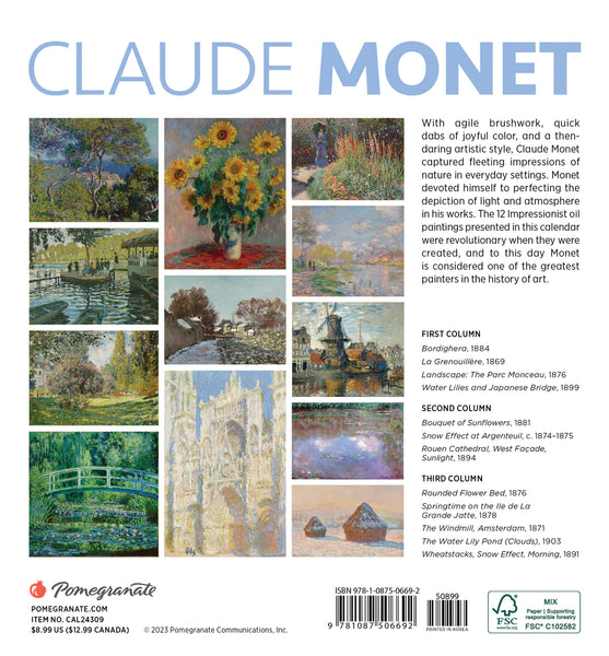 Claude Monet 2024 Mini Calendar