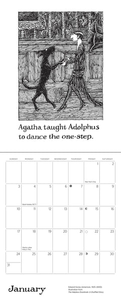 Edward Gorey: The Helpless Doorknob 2027 Mini Wall Calendar