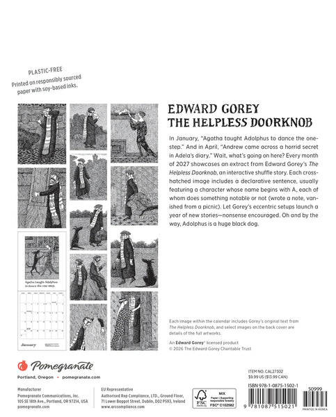 Edward Gorey: The Helpless Doorknob 2027 Mini Wall Calendar