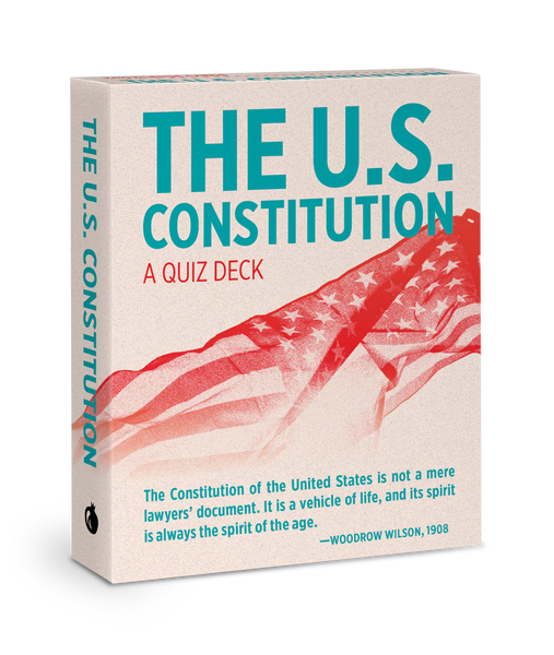 Quiz deck packaging titled 'The U.S. Constitution' with an American flag design on a beige background.