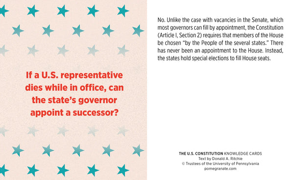 Educational card about U.S. Constitution with text and star patterns on a beige background