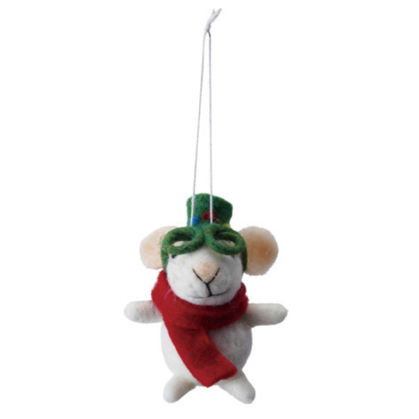 Festive Wool Mouse Ornament