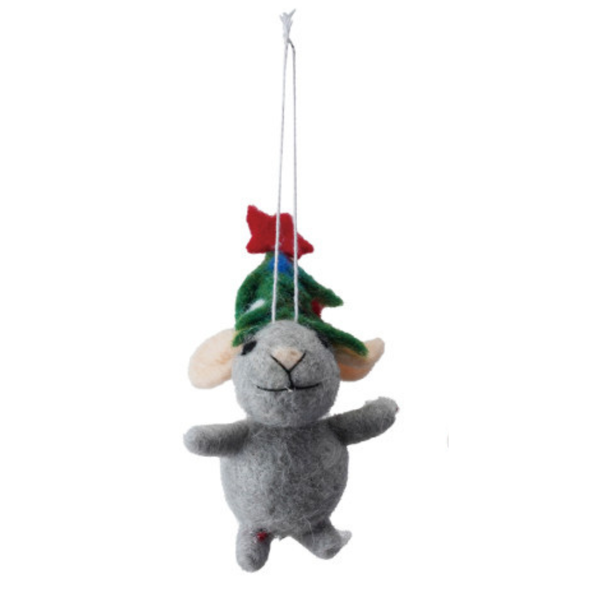 Festive Wool Mouse Ornament