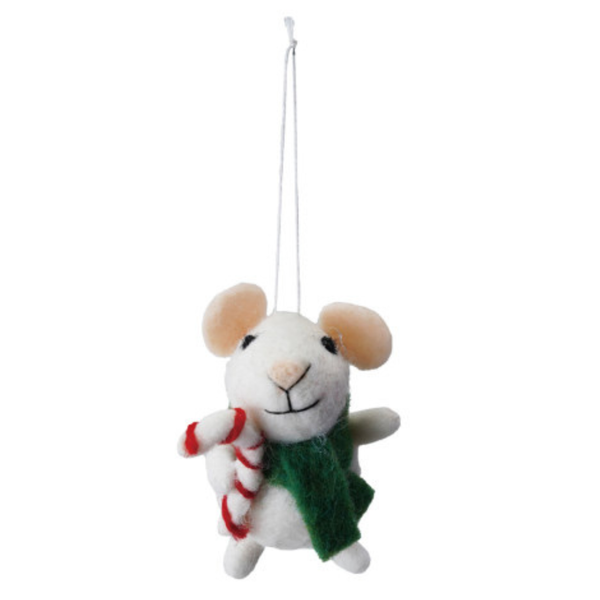 Festive Wool Mouse Ornament