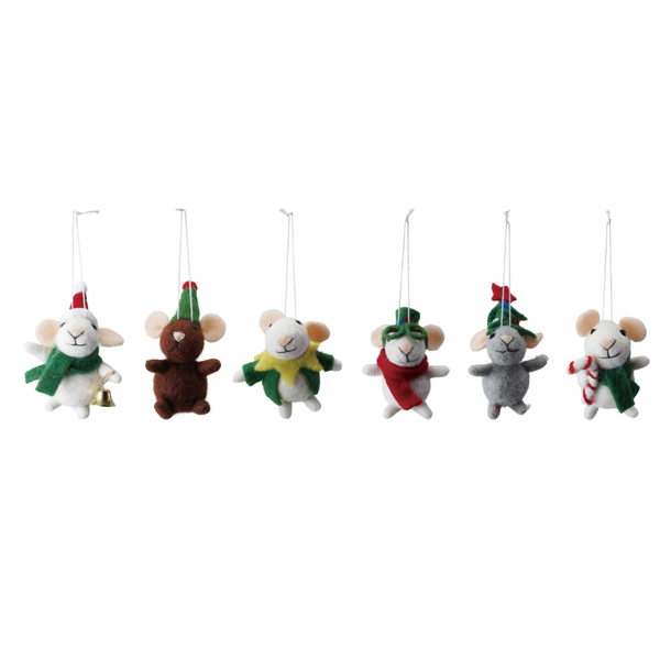 Festive Wool Mouse Ornament