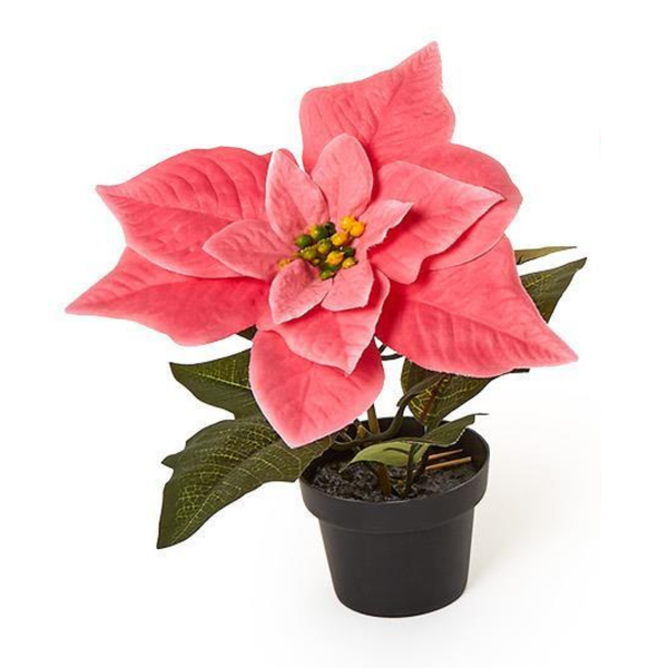 Faux Potted Poinsettia