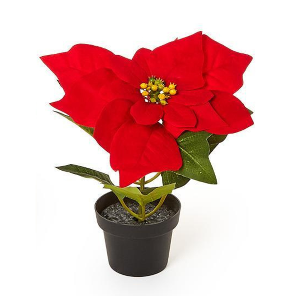 Faux Potted Poinsettia