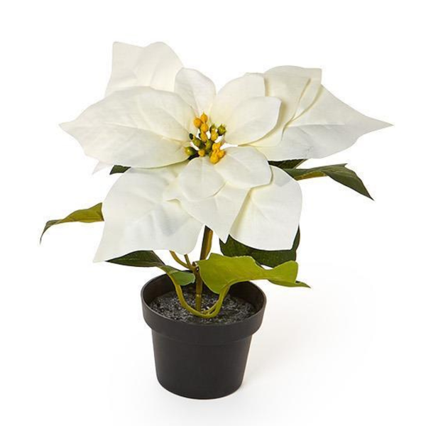 Faux Potted Poinsettia