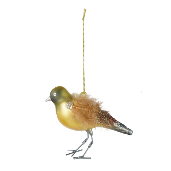 Hand-Painted Glass Bird Ornament