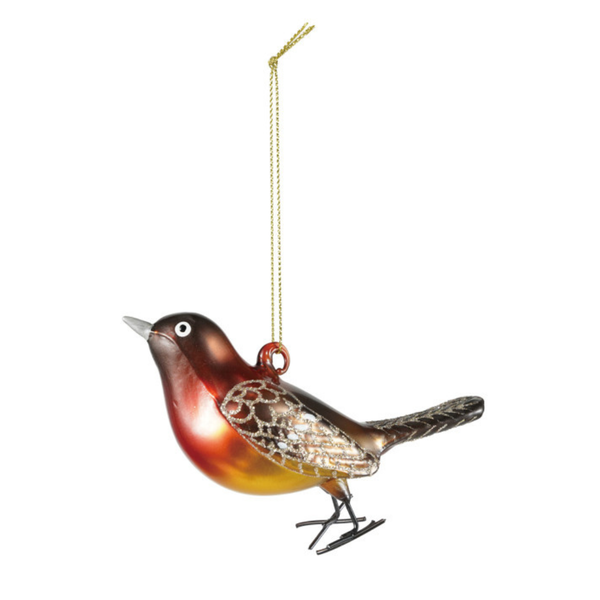 Hand-Painted Glass Bird Ornament