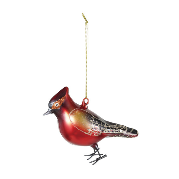 Hand-Painted Glass Bird Ornament