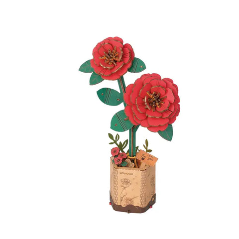 3D Wooden Flower Puzzles: Red Camellia