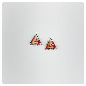 Red Triangle Earrings