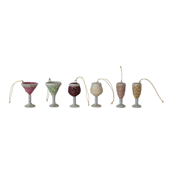 Beaded Drink Glass Ornament