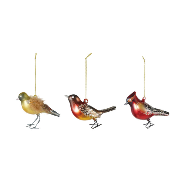 Hand-Painted Glass Bird Ornament