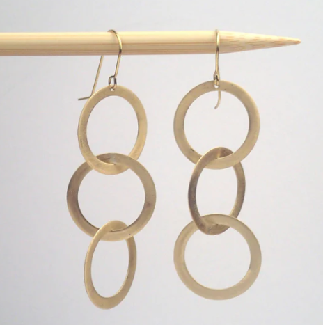 Medium Brass Triplet Earrings - LMNT