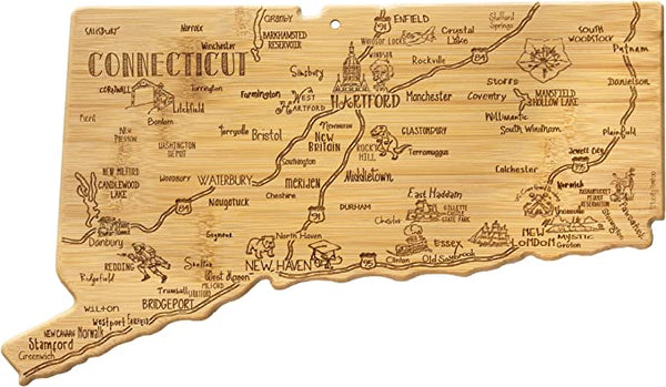 Destination Connecticut State Shaped Serving and Cutting Board