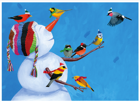 Birdies and Snowman Boxed Holiday Cards