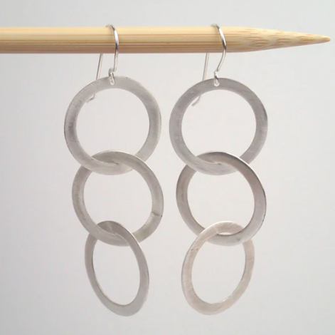 Medium Silver Triplet Earrings in Silver and Brass - LMNT